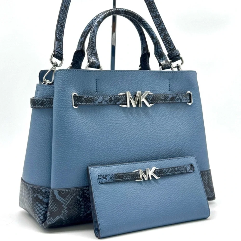 Michael Kors Large Reed Satchel Crossbody Bag & Matching Snap Wallet Denim